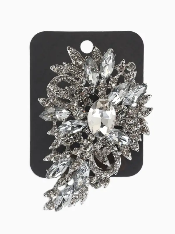 Брошь "Императрица" льдинки в цветке, цвет белый в серебре