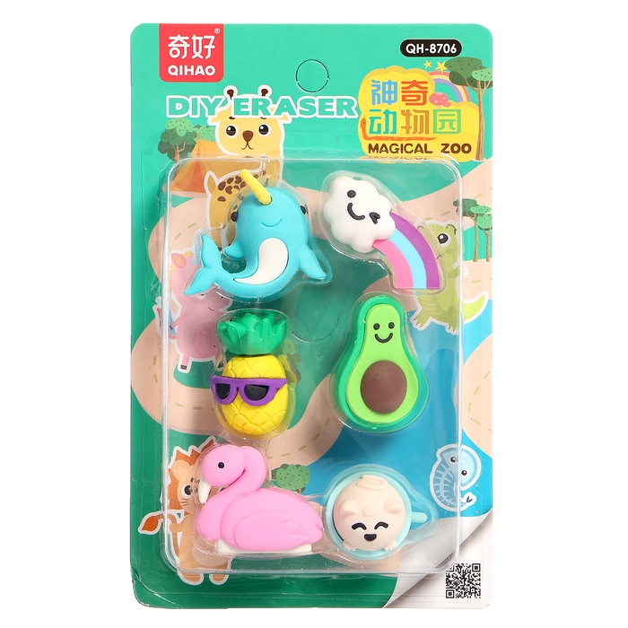 Игровой набор ластиков «Яркие краски», 6 шт., МИКС Игровой набор ластиков «Яркие краски», 6 шт., МИКС