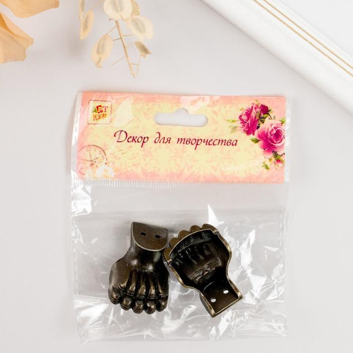 Уголок (ножка) для шкатулки Уголок (ножка) для шкатулки "Лапа" набор 2 шт бронза 3х1,7 см