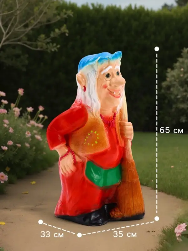 Садовая фигура из гипса &laquo;Бабка-Ёжка стоя&raquo;, 33&times;35&times;65 см, МИКС