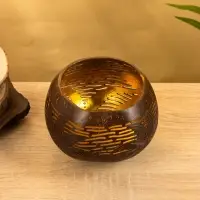 Подсвечник из кокоса, 15×15×13 см, коричневый