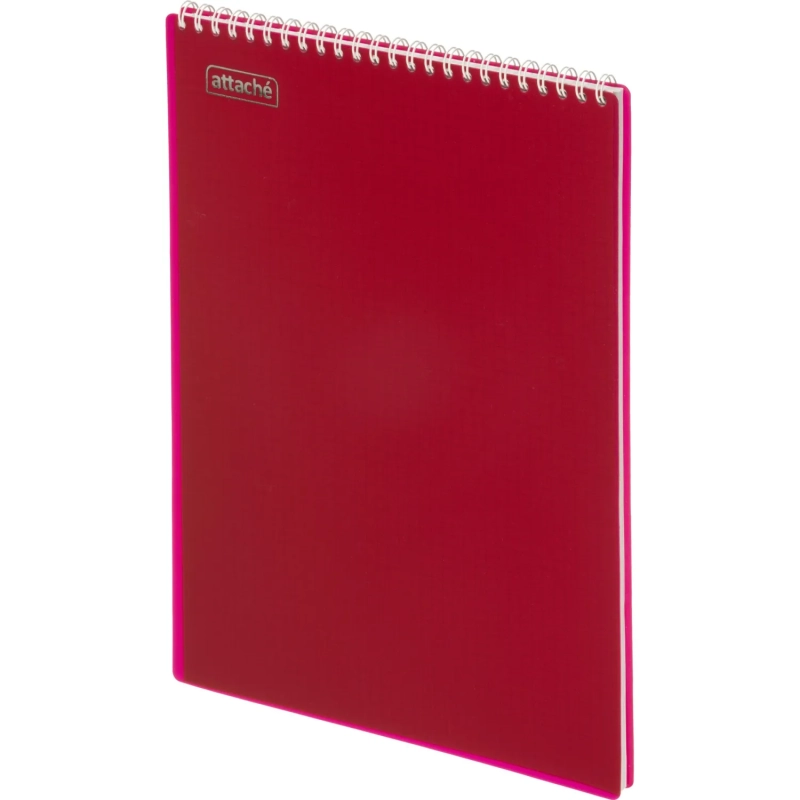 Блокнот А4 80л Attache гребень клетка пластик бордов с тиснением