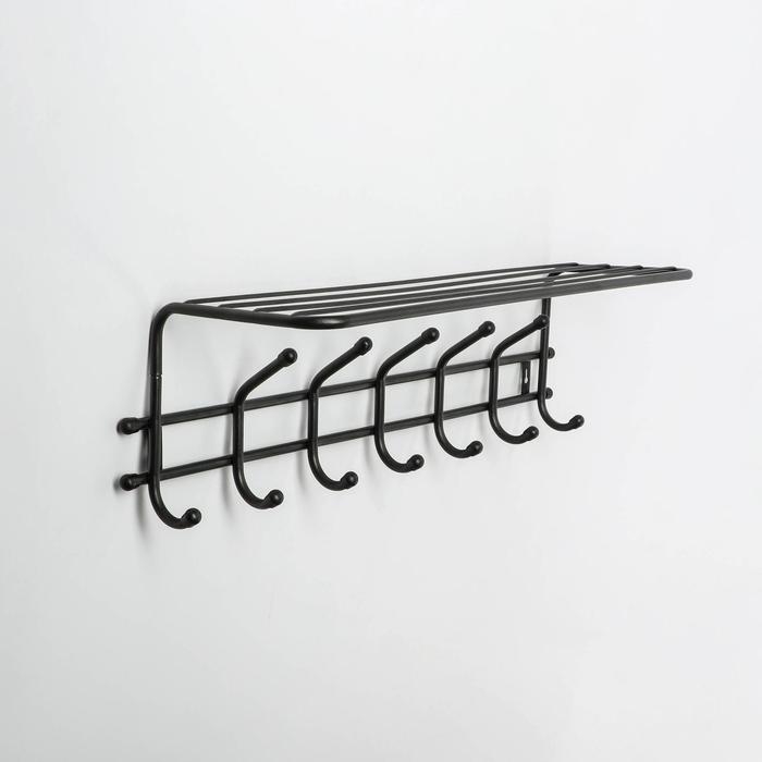 Вешалка настенная с полкой «Комфорт 7», 7 крючков, 61×20×8 см, чёрная Вешалка настенная с полкой «Комфорт 7», 7 крючков, 61×20×8 см, чёрная