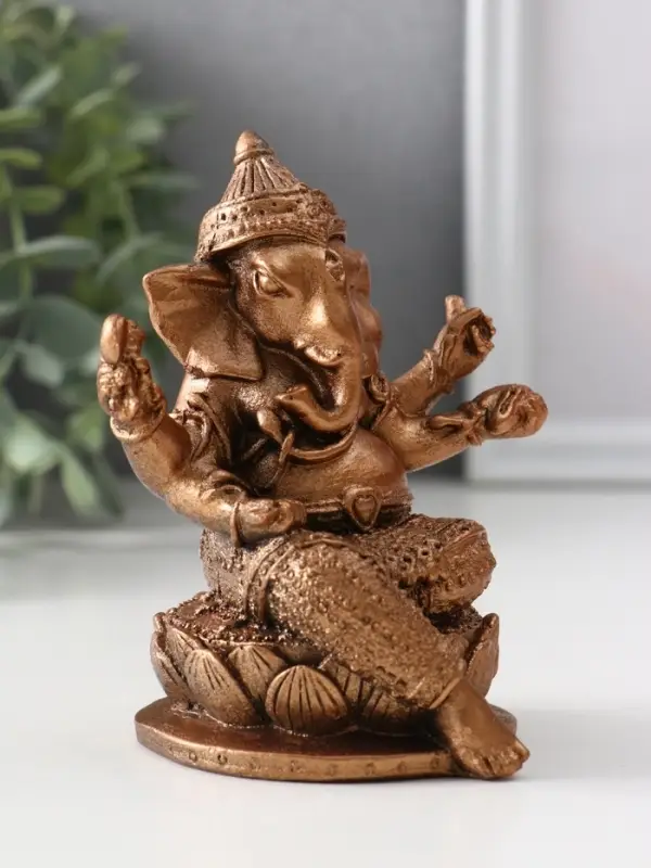 Фигура «Ганеш на лотосе», 10.5×9×8 см, бронза