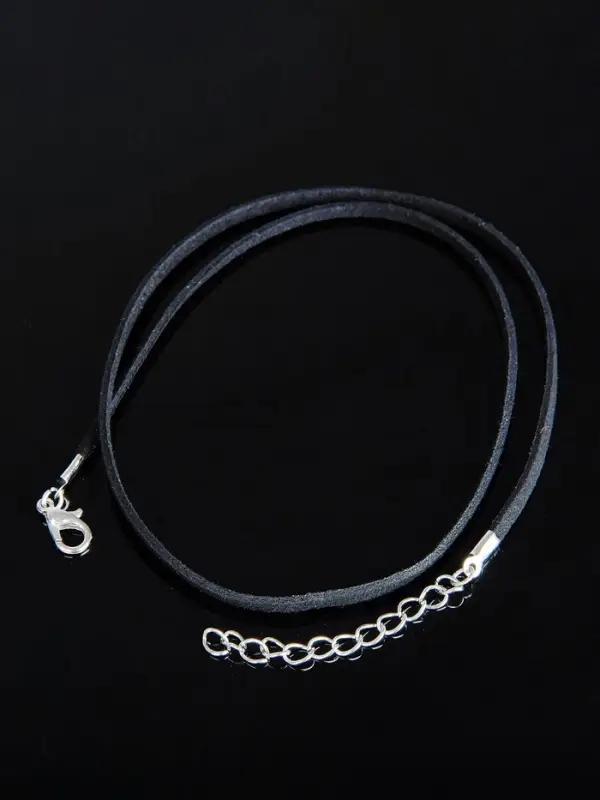 Шнурок из искусственной замши с замком, 45 см + удлинитель, цвет чёрный Шнурок из искусственной замши с замком, 45 см + удлинитель, цвет чёрный