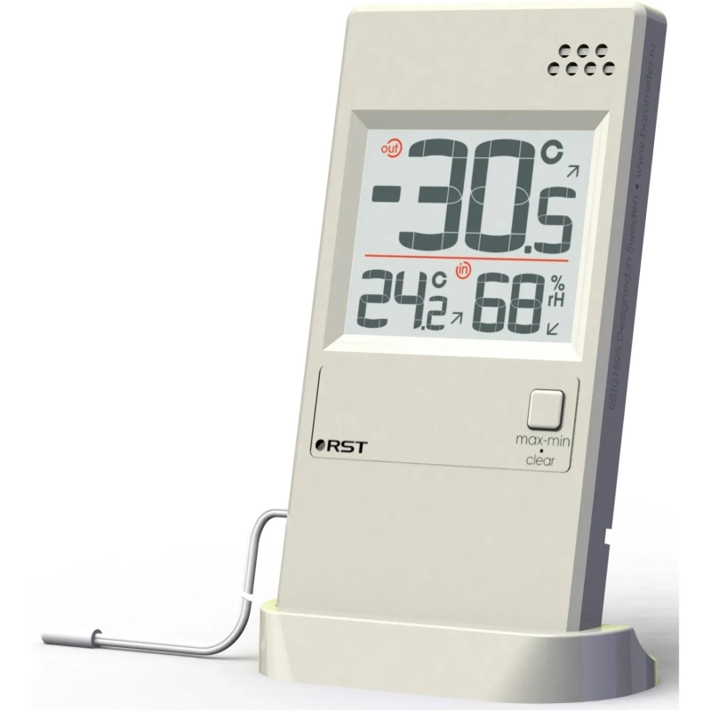 Термометр гигрометр с термосенсором RST слоновая кость 01595