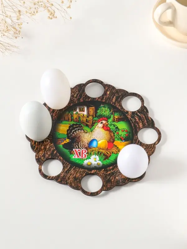 Подставка для 8 яиц на ножках &laquo;Курочка&raquo;, под кулич, d=20 см