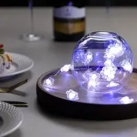 Гирлянда &laquo;Нить&raquo; 2 м, роса с насадками &laquo;Снежинка&raquo;, IP20, серебристая нить, 20 LED, 2 режима, от батареек АА&times;2, свечение белое