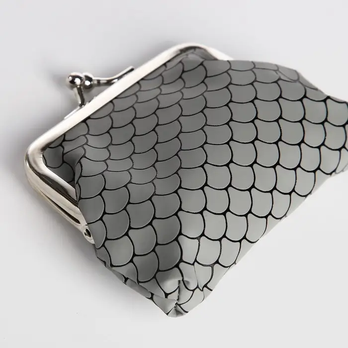 Кошелёк монетница детская на фермуаре, цвет серый