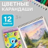 Цветные карандаши 12 цветов ZOO, пластиковые, шестигранные