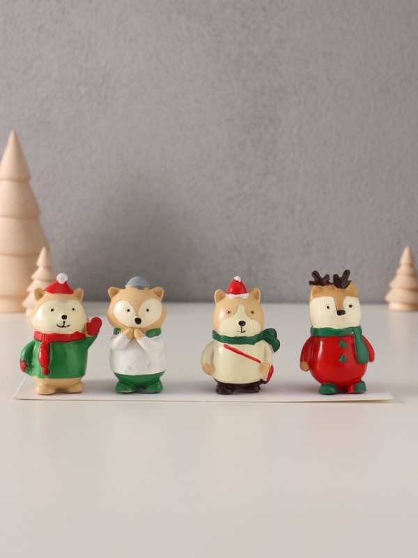 Сувенир полистоун  Сувенир полистоун "Зимние зверушки" набор 4 шт 2,7х3,8х5,6 см