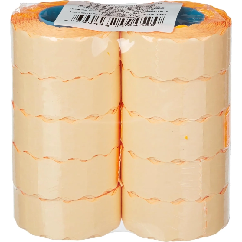 Этикет-лента 22х12 оранж волна 1000шт/рул 10рул/уп