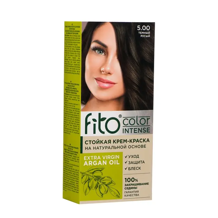 Стойкая крем-краска для волос Fito color intense тон 5.00 темный русый, 115 мл Стойкая крем-краска для волос Fito color intense тон 5.00 темный русый, 115 мл