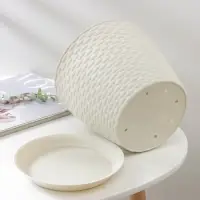 Горшок для цветов с поддоном &laquo;Ротанг&raquo;, 4.7 л, d=15 см, h=14 см, пластиковый, белый