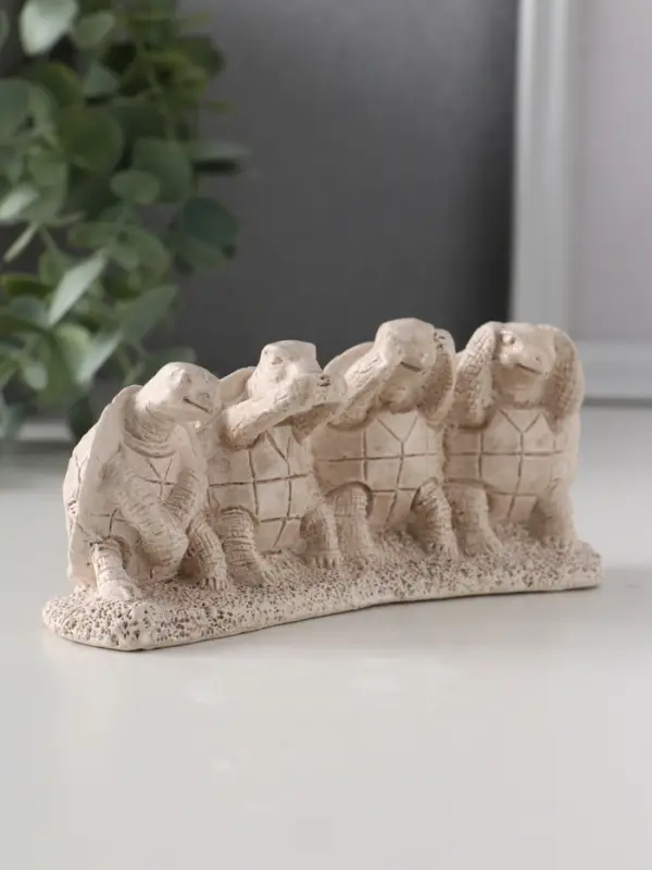 Фигура «Черепахи ничего не вижу, не слышу, не скажу, не делаю», 13×4.5×5.5 см, слоновая кость