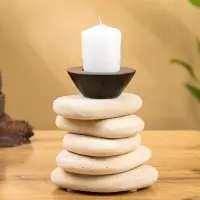 Подсвечник "Каменная башня" камень 10х10х13 см, цв. бежевый