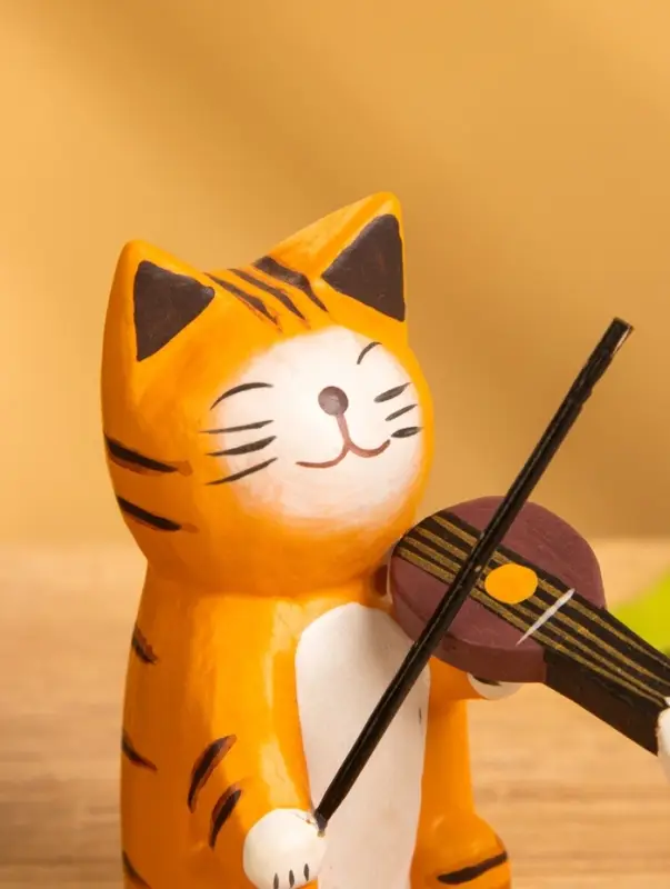 Сувенир «Кот скрипач», 3.5×8×8 см, дерево, оранжевый