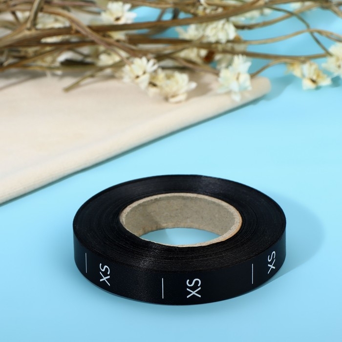 Размерник сатиновый, «XS», 1000 шт, 12 мм, 30 м, цвет чёрный Размерник сатиновый, «XS», 1000 шт, 12 мм, 30 м, цвет чёрный