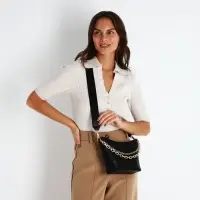 Сумка женская кросс-боди на молнии, 25&times;8&times;15 см, чёрная