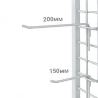 Крючок одинарный на сетку, d=4 мм, L=15 см, шаг 25, цвет хром