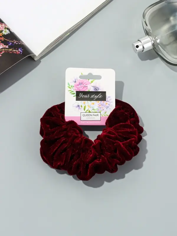 Резинка для волос «Орбита», джемма бархат, 10 см, бордовая