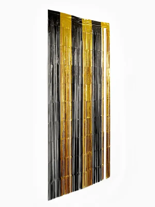 Занавес для фотозоны чёрно-золотой, полоса 152*25 см