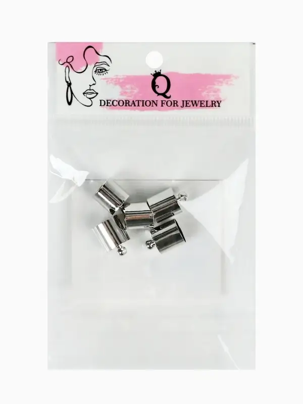 Концевик-шапочка, СМ-165, (набор 5 шт.), 1.2&times;0.8 см, d(вн.)=0.7 см, цвет серебро