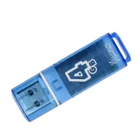Флешка Smartbuy Glossy, 4 ГБ, USB 2.0, чтение до 25 Мб/с, запись до 15 Мб/с, синяя