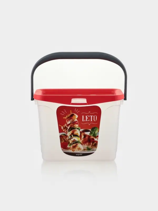 Контейнер для шашлыка c ручкой BEROSSI Leto, 6 л, пластик, прозрачный, крышка красная
