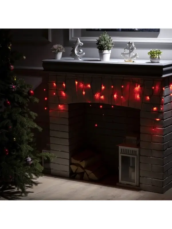 Гирлянда &laquo;Бахрома&raquo; 1.8&times;0.5 м, IP20, тёмная нить, 48 LED, свечение красное, 8 режимов, 220 В