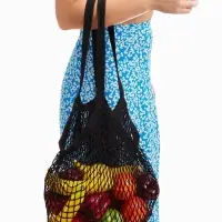 Сумка - авоська плетёная, клетка 1.5 см, чёрная