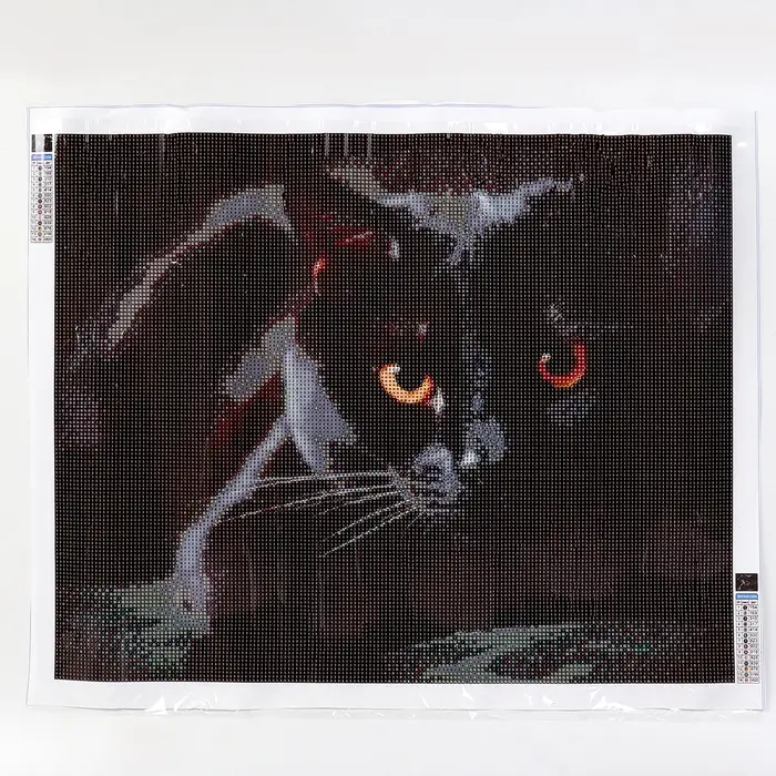 Алмазная вышивка полное заполнение "Черный кот", на холсте 40*50 см