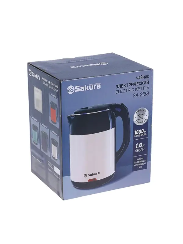 Чайник электрический Sakura SA-2168BV, 1.8 л, 1800 Вт, металлический, чёрно-фиолетовый