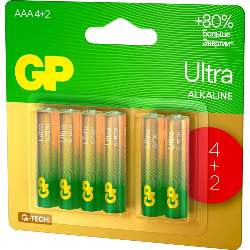 Батарейка GP Ultra AAА, бл/6шт 24AU4/2-2CR6 / 15AUA214/2-2CRSBC6
