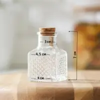 Баночка стеклянная для специй с пробковой крышкой Доляна &laquo;Парфе&raquo;, 50 мл, 4,5&times;6,8 см