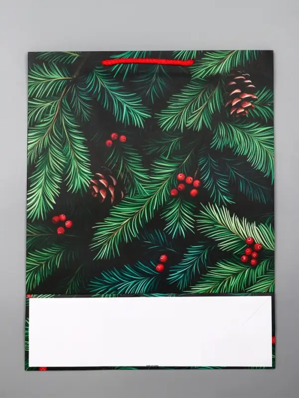 Пакет подарочный новогодний ламинированный, «Шишки» , 33×10×42.5 см