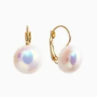 Серьги пластик "Майорика" круг, цвет белый в золоте