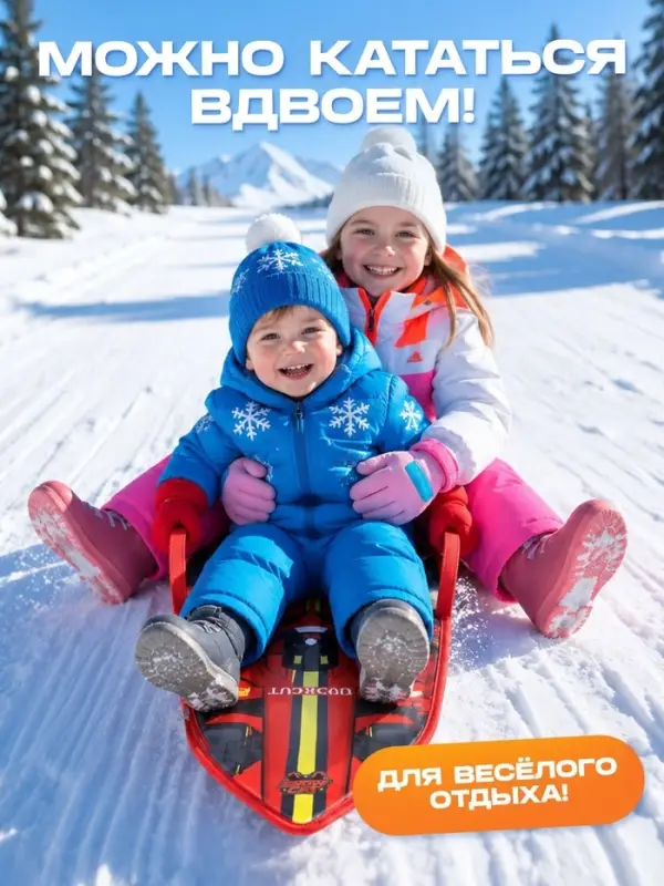Ледянка &laquo; #1&raquo; Snow Cat, 90&times;40 см, толщина 1 см, с тросом, красная