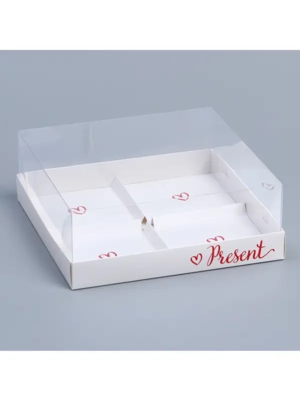 Коробка кондитерская для муссовых пирожных &laquo;Подарок&raquo;, 17.8&times;17.8&times;6.5 см