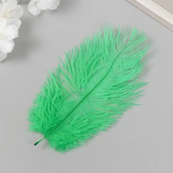 Перо декоративное страуса "Изумруд" h=15-20 см