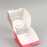 Коробка под бенто - торт с окном &laquo;С 8 марта!&raquo;, 14&times;14&times;8 см