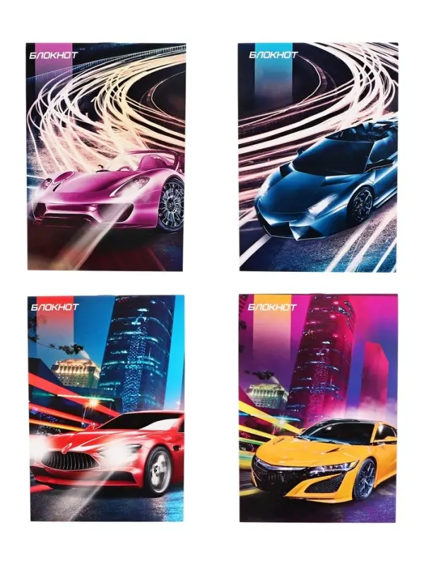 Блокнот А6, 24 листа в клетку на скрепке &laquo;Тачки&raquo;, обложка мелованный картон, МИКС