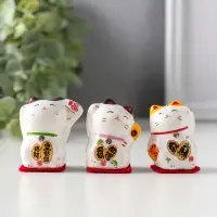 Сувенир керамика "Котики Манэки-нэко" набор 3 шт 4,2х3,6х3,5 см 2,5х9,5х4,5 см
