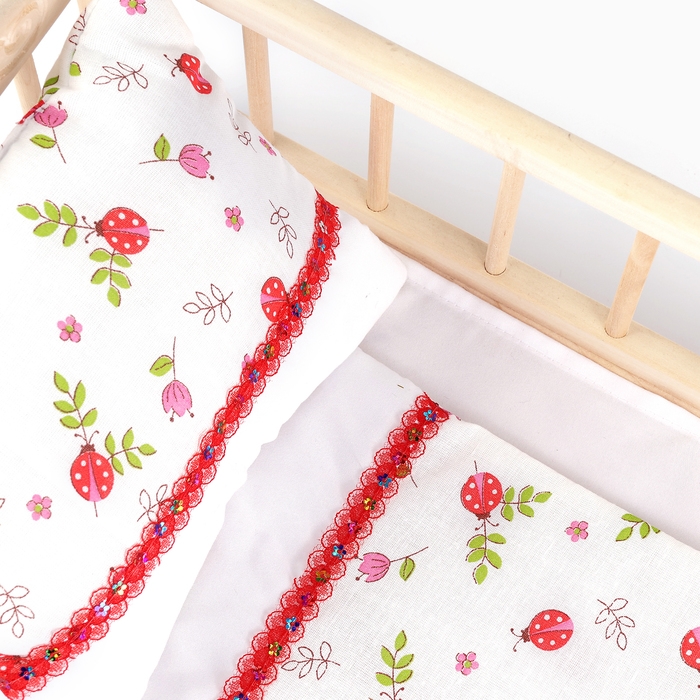 Кукольное постельное «Божьи коровки «: простынь, одеяло 46 × 36 см, подушка 23 × 17 см Кукольное постельное «Божьи коровки «: простынь, одеяло 46 × 36 см, подушка 23 × 17 см