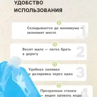 Складная канистра с клапаном 5 л, синяя, пластик