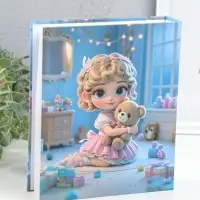 Фотоальбом на 80 фото 10х15 см "Малышка в розовом платье, с мишкой" в коробке 5х19х22,8 см   1096272