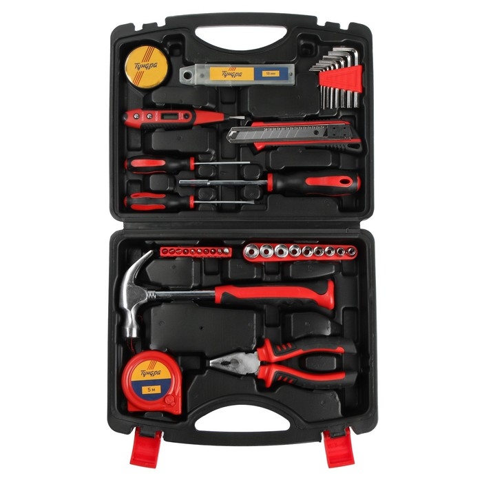 Набор инструментов в кейсе ТУНДРА Набор инструментов в кейсе ТУНДРА "23 ФЕВРАЛЯ", в подарочной упаковке, 46 предметов