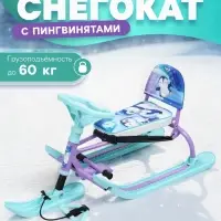 Снегокат &laquo;Twiny1+&raquo; с пингвинятами, со спинкой, голубой, фиолетовый, TW1+/П Nika Kids