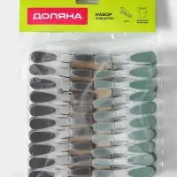 Набор прищепок бельевых Доляна, 20 шт., пластик, 8.4&times;1.6 см, серо-зелёный