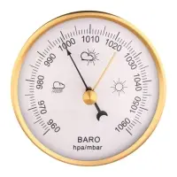Барометр механический, настенный, золотая рамка, d=6 см